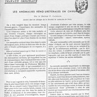 0550 - Page 547 - Partie scientifique / Travaux originaux. Les anomalies réno-urétérales en chirurgie, par Je Docteur F. Cathelin