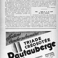 0579 - Page 576-XLVI - Correspondance / Application des tarifs d'honoraires. Accidents du travail. Surveillance prolongée / Tarif A. T. et tarif de droit commun