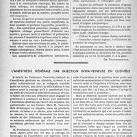 0599 - Page 596 - Travaux originaux. Pratique chirurgicale. Les pansements de remplacement. L’utilisation du son / L’anesthésie générale par injection intra-veineuse en clientèle [Dr Loussot]