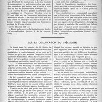 0651 - Page 648 - Bulletin de l’actualité. Barème d’hospitalisation, par les Docteurs J. -P. Lamare et Maurice Larget / Sur la qualification du spécialiste