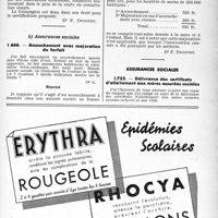 0662 - Page XLV-659 - Application des tarifs d’honoraires. Accidents du Travail. Infiltrations anesthésiques / Assurances sociales. Accouchement avec majoration du forfait / Assurances sociales. Délivrance des certificats d’allaitement aux mères assurées sociales