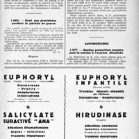 0666 - Page XLIX-663 - Assurances sociales. Durée des prestations des assurances sociales et maladies professionnelles / Droit aux prestations pendant la période de guerre / Automobilisme. Quelles précautions prendre pour la marche à l’essence alcoolisée