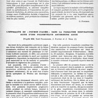 0731 - Page 728 - A propos d’une pneumonie tuberculeuse spontanément guérie, d’après P. Ameuille. Destinée de la pneumonie tuberculeuse / L’efficacité du « poumon d’acier » dans la paralysie respiratoire suite d’une poliomyélite antérieure aiguë, d’après MM. Noël Fiessinger, J. Fauvet et J. Nick