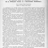 0766 - Page 763 - Partie scientifique / Un nouveau mode de traitement opératoire de la névralgie faciale, la « tractotomie trigéminale », par le Docteur Henri Schaeffer