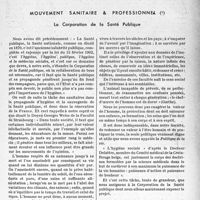 0820 - Page 817 - Partie professionnelle / Mouvement sanitaire & professionnel. La Corporation de la Santé Publique