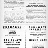 0837 - Page 834-XLVIII - Accidents du travail. Sauf en cas d’accident agricole, le médecin n’a de recours que contre le patron / Allocations familiales. Exemption du paiement des cotisations aux Caisses de compensation