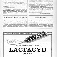 0846 - Page IX-843 - Pour obtenir des chaussures orthopédiques / Naissances / Nécrologie [Monsieur Bernard Koenig] / Le Docteur Paul Legras / Journée des mères