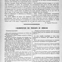 0849 - Page 846 - Quelques reformes à apporter à l'exercice de la médecine. Les conseillers de la Santé publique / L’alimentation des étudiants en médecine
