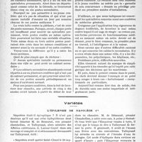 0873 - Page 870 - Bulletin de l'Actualité. Libres opinions. La suppression des cabinets de consultation secondaires, Docteur G. Martinaud / Variétés. L’épilepsie de Napoléon 1er