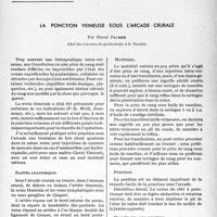 0894 - Page 891 - Partie scientifique / Travaux originaux. La ponction veineuse sous l’arcade rurale, par Raoul Palmer. Rappel anatomique / Matériel / Position / Recherche des repères
