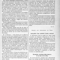 0906 - Page 903 - L'actualité scientifique. Les Sociétés Savantes. Paris. Société médicale des hôpitaux de Paris. Anémie benzolique mortelle. Inefficacité des thérapeutiques classiques, (17-1-1941) / Tuberculose bronchique cliniquement primitive, (24-1-1941) / Société des chirurgiens de Paris. Auto-greffe d’une extrémité d’index sectionné / Formations kystiques embryonnaires de la face et du crâne