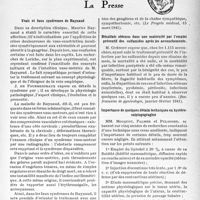 0950 - Page 947 - L’actualité scientifique. La Presse. Vrais et faux syndromes de Raynaud [(Le Progrès médical, 15 mars 1941)] / Résultats obtenus dans une maternité par l’emploi préventif des sulfamides après les accouchements [(Rev. français de gynécologie, janvier-février 1941)] / Importance de quelques détails techniques en hystéro-salpingograghie [(Rev. français de gynécologie, janvier-février 1941)]