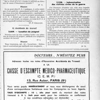 0974 - Page LIII-971 - Application des tarifs d'honoraires. Assurances sociales. Petits pansements multiples / Accidents du travail. Luxation du poignet / Questions diverses. Indemnisation des victimes civiles de la guerre