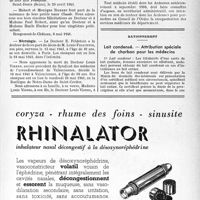 0982 - Page IX-979 - M. Paul Ribeyre est nommé adjoint au maire de Vals-les-Bains / Conseil de l’Ordre des médecins des Ardennes / Rationnement. Lait condensé. — Attribution spéciale de charbon pour les médecins / Naissances / Nécrologie [M. Louis Feldstein, Docteur Louis Vienne]