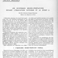 1034 - Page 1031 - Partie scientifique / Travaux originaux. Les dystonies neuro-végétatives devant l'éducation physique et le sport, par M. le Docteur Jacques Decourt. L’équilibre neurovégétatif normal