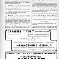1113 - Page 1106-VIII - l’entraide professionnelle chez les pharmaciens / La question des cures thermales / Naissances / Nécrologie [M. Charles Grollet, Docteur Alexandre Croisier, Docteur Duhamel] / Le Livre d’Or du Corps médical français