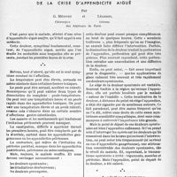 1120 - Page 1113 - Partie scientifique / De la douleur dans les premières heures de la crise d’appendicite aiguë, par G. Métivet et Léandri. Douleurs spontanées / Irradiations douloureuses