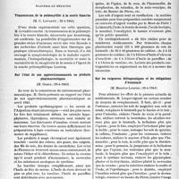 1127 - Page 1120 - L’actualité scientifique. Les Sociétés Savantes. Paris. Académie de médecine. Transmission de la poliomyélite à la souris blanche, (22-4-1941) / Sur l’état de nos approvisionnements en produits pharmaceutiques, (29-4-1941) / Sur les exigences thérapeutiques et les obligations d’économie, (29-4-1941)