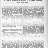 1130 - Page 1123 - Partie professionnelle / Le code de déontologie médicale — sa valeur juridique, par M. Bernard Auger