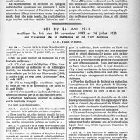 1136 - Page 1129 - La retraite du médecin. Répartition ou capitalisation, par M. Louis Collomb, (Suite). Régime transitoire / Loi du 26 mai 1941 modiflant les lois des 30 novembre 1892 et 26 juillet 1935 sur l’exercice de la médecine et de l'art dentaire, (J. O. 9 juin, n° 2. 237)