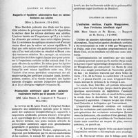 1171 - Page 1164 - L'actualité scientifique. Les Sociétés Savantes. Paris. Académie de médecine. Rapports et équilibres alimentaires dans les rations destinées aux adultes, (22-4-1941) / Poliomyélite antérieure aiguë avec paralysie respiratoire traitée par le poumon d’acier, (29-4-1941) / Académie de chirurgie. L'aspiration continue, d’après Wangensteen, dans l’occlusion intestinale aiguë, (5-3-1941)