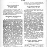1215 - Page 1204 - L’actualité scientifique. Les Sociétés Savantes. Paris. Académie de médecine. La raréfaction des médicaments pour l’usage vétérinaire, (6-5-1941) / L’approvisionnement en sérums et vaccins (M. G. Ramon, (6-5-1941) / Sur le ravitaillement thérapeutique, (13-5-1941) / La perméabilité placentaire aux substances médicamenteuses et toxiques, (22-4-1941)