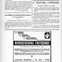 1237 - Page 1226-VIII - Le Livre d’Or du Corps Médical français / Ligue médicale de défense professionnelle, " Le Sou Médical " / A travers l’officiel / Inspection médicale de la Santé