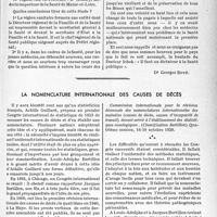 1264 - Page 1253 - Mouvement sanitaire & professionnel. Organisation sanitaire régionale / La nomenclature internationale des causes de décès
