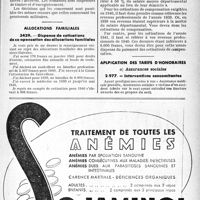 1276 - Page XLVII-1265 - Accidents du travail. Accidents du travail résultant de faits de guerre / Allocations familiales. Dispense de cotisations de compensation des allocations familiales / Application des tarifs d'honoraires. Assurances sociales. Interventions concomitantes