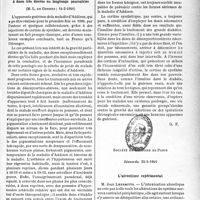 1304 - Page 1293 - L’actualité scientifique. Les sociétés savantes. Paris. Société médicale des hôpitaux de Paris. Maladie d’Addison traitée par la désoxycorticostérone à doses très élevées ou longtemps poursuivies, (14-2-1941) / Le traitement de la maladie d’Addison par la cortine de synthèse ; étude de six observations, (14-2-1941) / L’alcoolisme expérimental, Séance du 22-3-1941 / Société de médecine de Paris