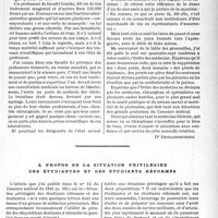 1308 - Page 1297 - Médecine et cumul / A propos de la situation privilégiée des étudiantes et des étudiants réformés