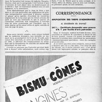 1360 - Page XXXIX-1349 - Densité médicale — Cartes de priorité — secrétariat administratif supérieur de l’ordre accidents du travail et hospitalisation — Médecins étrangers / Correspondance / Application des tarifs d’honoraires. Accidents du travail. Certificats demandés sans preuve d’A. T. par feuille d’avis patronale