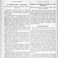 1381 - Page 1370 - L'actualité scientifique. Les Sociétés Savantes. Paris. Académie de médecine. Les sulfamides. Chimie et pharmacologie, (20-5-1941) / Académie de chirurgie. Migration d’un projectile de l’oreillette à la veine rénale droite, (23-4-1941) / Recherches sur le choc, (30-4-1941)