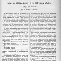 1384 - Page 1373 - Partie professionnelle / Projet de réorganisation de la profession médicale. Critique des critiques, par le Docteur Taberlet