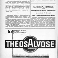 1395 - Page 1384-XXXVIII - Règlement intérieur de l’Ordre. — La médecine du travail. - médecine de la défense passive. —densité médicale. — La médecine dans les centres de jeunesse / Correspondance / Application des tarifs d’honoraires. Accidents du Travail. Interventions multiples de nuit