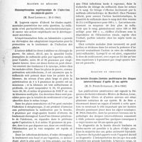 1421 - Page 1410 - L’actualité scientifique. Les Sociétés Savantes. Paris. Académie de médecine. Chimioprévention expérimentale de l’infection des plaies de guerre, (20-5-1941) / Académie de chirurgie. Les hernies discales (hernies postérieures des disques intervertébraux) d’après 18 cas opérés, (30-4-1941)
