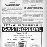 1436 - Page XXXIX-1425 - Application des tarifs d’honoraires. Accidents du travail. Location d’un appareil de contention pour fracture / Ponction lombaire - Certificat Visite dominicale - Transport du blessé