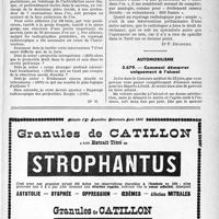 1438 - Page XLI-1427 - Application des tarifs d’honoraires. Pensionnés de guerre. Extraction d’un éclat d’obus profondément implanté dans le sacrum / Automobilisme. Comment démarrer uniquement à l’alcool