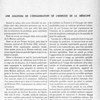1450 - Page 1439 - Propos du jour / Une solution de l'organisation de l'exercice de la médecine [J. Noir]