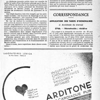 1464 - Page XXVII-1453 - A propos d’un questionnaire. — Ordre et élections. — Allocations familiales. — Comités de sécurité. — Médecins et assistantes sociales / Correspondance / Application des tarifs d’honoraires. Accidents du travail. Hématocèle ; récidive