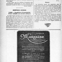 1511 - Page 1500-XLII - Automobilisme. Renseignements sur la voiture électrique / Questions diverses. Conditions d'imputabilité d'une maladie au service militaire