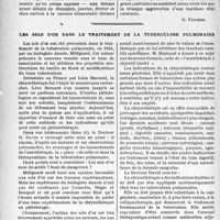 1527 - Page 1516 - Travaux originaux. La clinique au goût du jour. Tuberculose et terrain. Fréquence et gravité actuelles de la tuberculose en rapport avec le surmenage, les chocs moraux, la carence alimentaire [G. Fischer] / Les sels d’or dans le traitement de la tuberculose pulmonaire [P. Lacroix]
