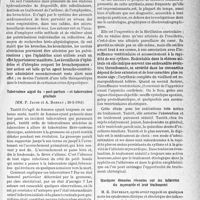 1530 - Page 1519 - L’actualité scientifique. Les Sociétés Savantes. Paris. Société médicale des hôpitaux de Paris. Sur l’absorption par les voies respiratoires de solutions médicamenteuses administrées en fines pulvérisations, (7-3-1941) / Tuberculose aiguë du « post-partum » et tuberculose génitale, (28-3-1941) / Société de médecine de Paris, Séance du 26 avril 1941. Sur le pronostic et le traitement de l’arythmie complète / Quelques données récentes sur les infarctus du myocarde et leur traitement