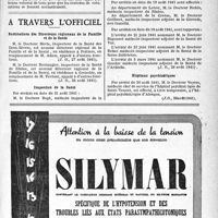 1618 - Page XXXIII-1607 - Allocations familiales des Professions Médicales / A travers l’officiel / Nominations des Directeurs régionaux de la Famille et de la Santé / Inspection de la Santé / Hôpitaux psychiatriques