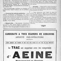 1632 - Page VII-1621 - Dernières nouvelles / Clinique de la tuberculose / Groupement des médecins anesthésistes / Hôpital de Dôle / Naissances / Nécrologie [Docteurs Brindel, Georges Constensoux, Ch. Mondain]