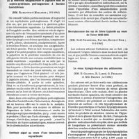 1738 - Page 1725 - L’actualité scientifique. Les Sociétés Savantes. Paris. Société médicale des hôpitaux de Paris. De la résection amygdalienne et jugulaire dans les septico-pyohémies post-angineuses à Bacillus funduliformis, (2-5-1941) / Azotémie aiguë au cours d’une intoxication oxycarbonée, (2-5-1941) / Recrudescence des cas de fièvre typhoïde au cours de l’hiver 1940-1941, (9-5-1941) / Le coma hypoglycémique des addisoniens, (4-7-1941)