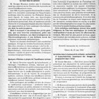 1739 - Page 1726 - L’actualité scientifique. Les Sociétés Savantes. Paris. Société médico-chirurgicale des hôpitaux libres, Séance du 7 mai 1941. Le cœur dans les anémies / Quelques réflexions à propos de l’insuffisance mitrale / Intérêt de l’examen radiologique de l’oesophage au cours des cardiopathies / Société français de gynécologie, Séance du 19 mai 1941. La lutéine dans le traitement de certaines aménorrhées et hypoménorrhées. Importance des dosages de pregnandiol dans l’urine