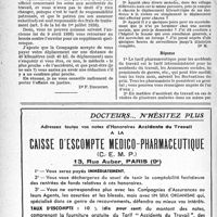 1803 - Page 1790-XLVI - Application des tarifs d’honoraires. Accidents du travail. On ne peut rien changer de soi-même au tarif légal des soins aux accidentés du travail / Tarif pharmaceutique. Visites de divers blessés sur un même parcours