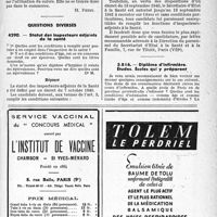 1808 - Page LIII-1795 - Automobilisme. Bicyclette à remorque électrique / Questions diverses. Statut des inspecteurs adjoints de la santé / Diplôme d’infirmière. Études. Écoles qui y préparent