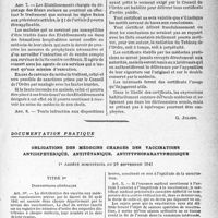 1840 - Page 1827 - Quelques réflexions relatives au code de déontologie [G. Julien] / Documentation pratique. Obligations des médecins chargés des vaccinations antidiphtérique, antitétanique, antityphoparatyphoidique